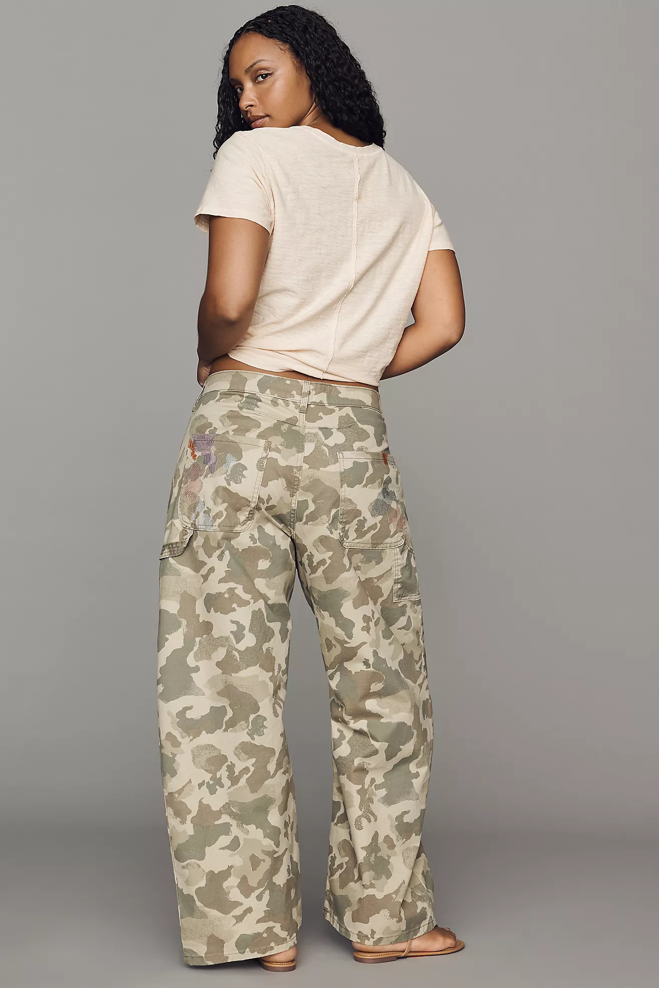Pilcro Kayden Camo High-Rise Carpenter Barrel Pants | Anthropologie (US)