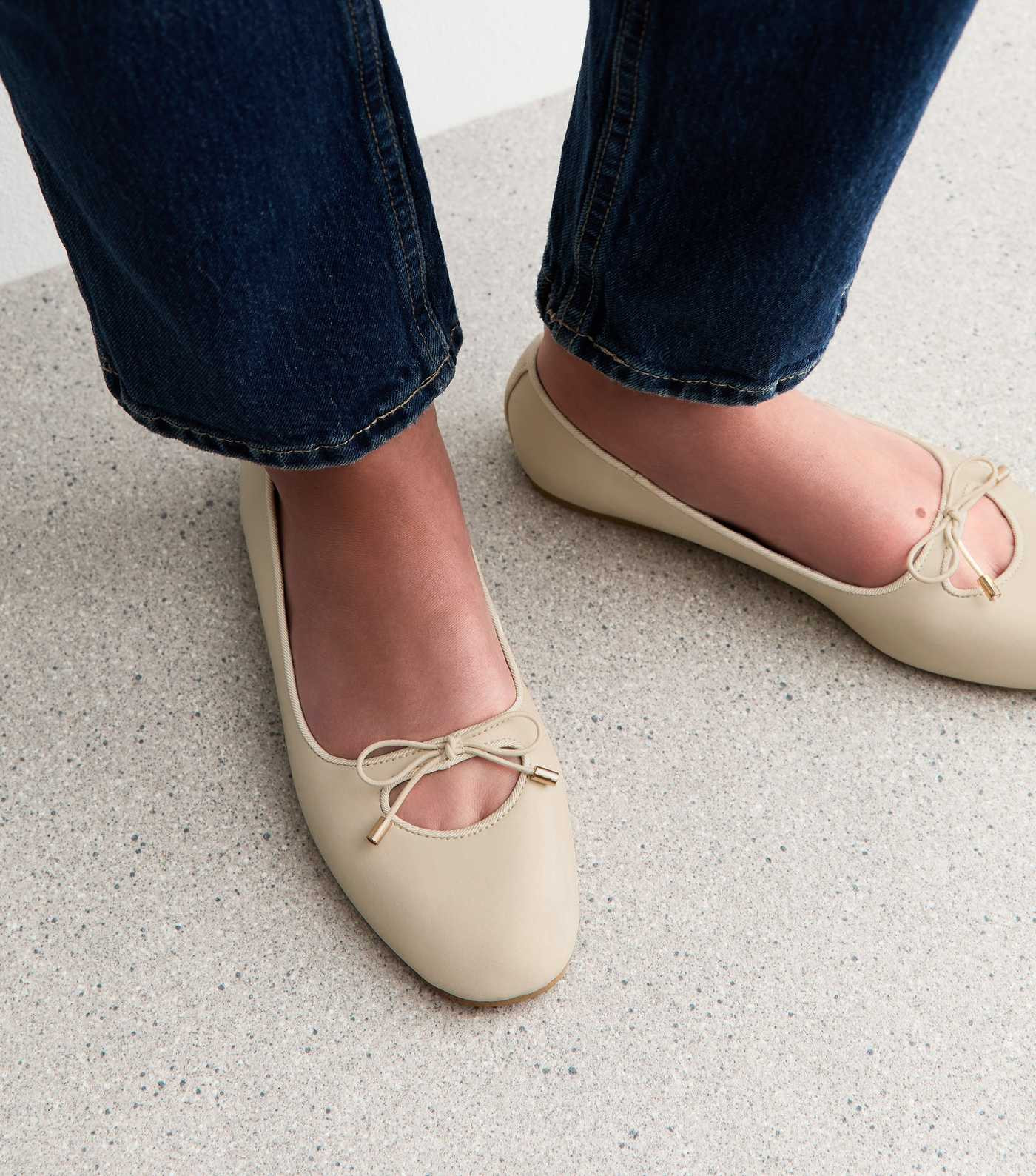 Off White Cutout Faux Leather Ballet Pumps | New Look | New Look (UK)