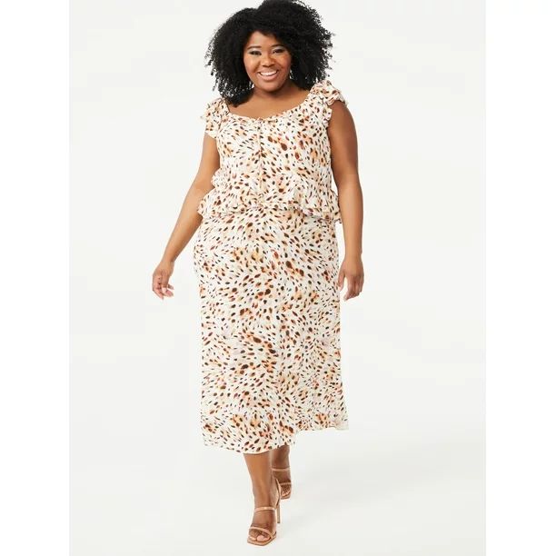 Sofia Jeans by Sofia Vergara Women's Plus Size Ruffle Sweetheart Midi Dress | Walmart (US)