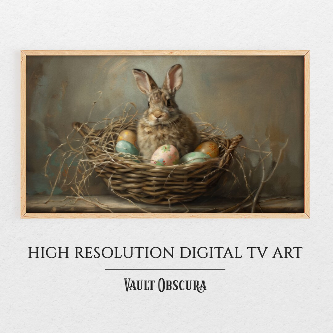 Easter Bunny and Eggs Frame TV Art | Brown Bunny Frame TV Artwork | High-resolution Digital Artwo... | Etsy (US)