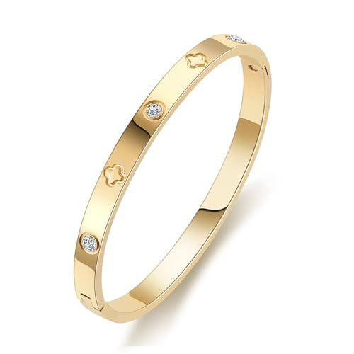 PDWZNBA 18K Gold-Plated Love Friendship Bracelets Trendy Stainless Steel Bangle Jewelry Gifts for... | Amazon (US)