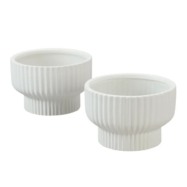 Better Homes & Gardens 8" x 8" x 5" Round White Ceramic Plant Planter (2 Pack) - Walmart.com | Walmart (US)