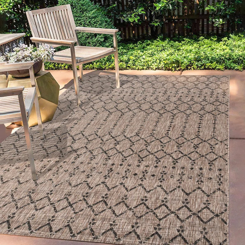 Crompton Geometric Natural Indoor/Outdoor Area Rug | Wayfair Professional