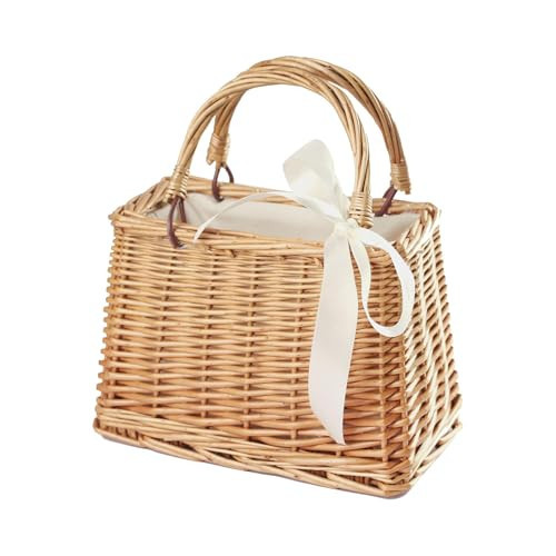 Eiyye Handwoven Wicker Handbag Natural Basket Bag Summer Purse Woven Bag Rattan Purse for Women(Khaki) | Amazon (US)