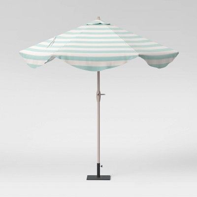 9' Cabana Round Scalloped Patio Umbrella DuraSeason Fabric™ Turquoise - Threshold™ | Target