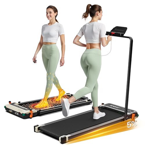 AKLUER Walking Pad with Incline - Dual-Sided 2 in 1 Under Desk Treadmill with Shiatsu Foot Massager, 330LBs Walking Pad Treadmills for Home and Office, LED Display and Remote Control, White | Amazon (US)