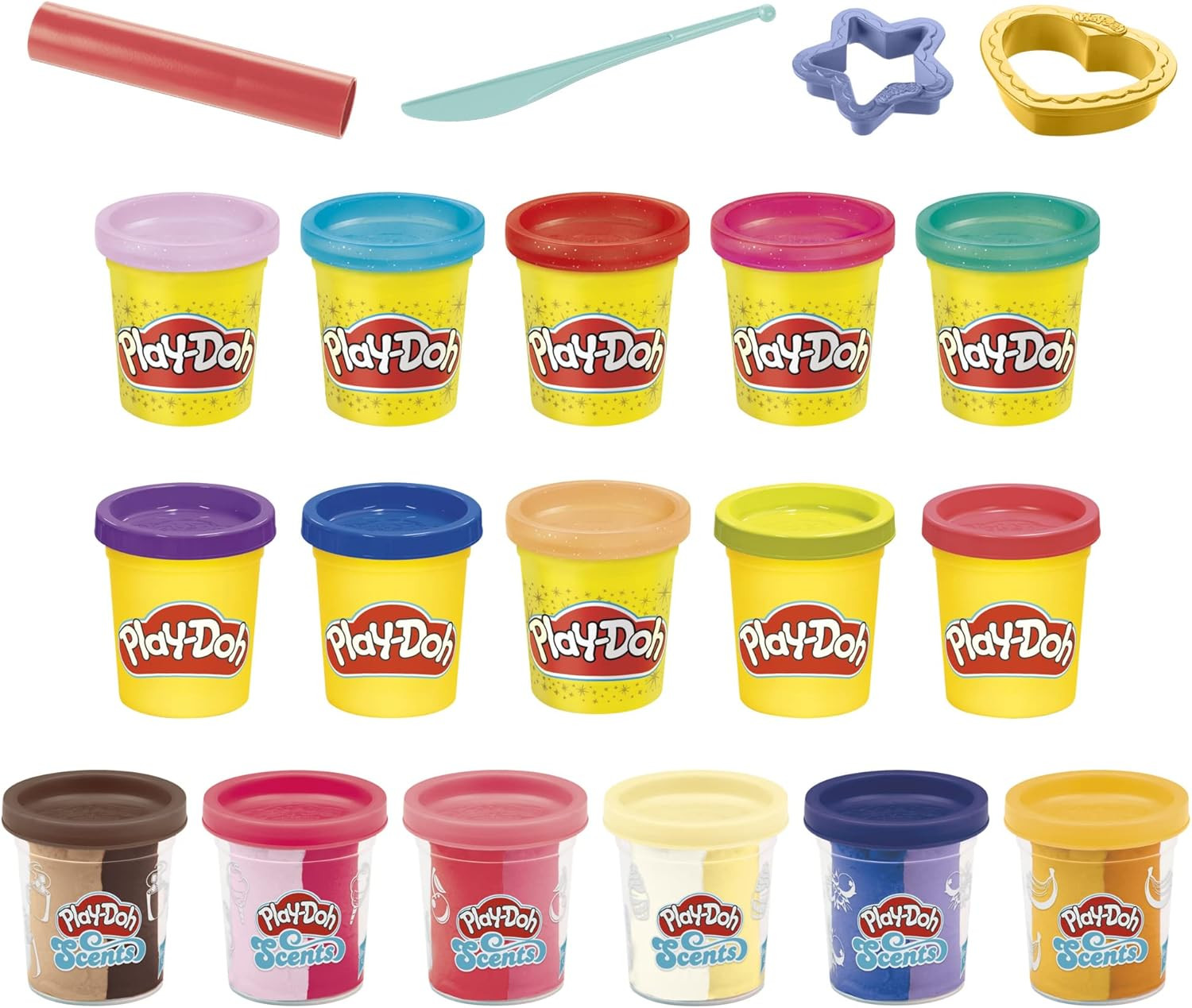 Play-Doh Sparkle and Scents Variety Pack of 16 Cans of Modeling Compound and 4 Tools, Arts and Cr... | Amazon (US)