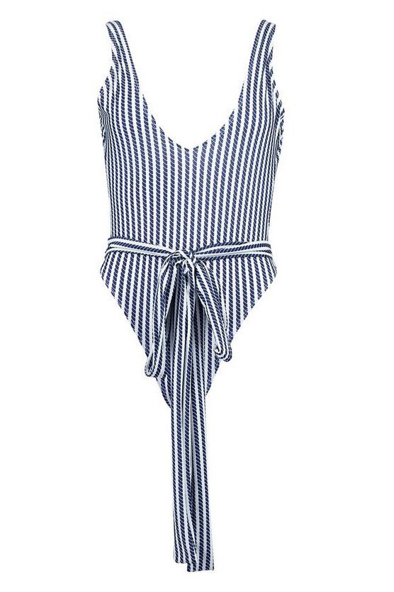 Nautical Rope Tie Waist Swimsuit | Boohoo.com (US & CA)
