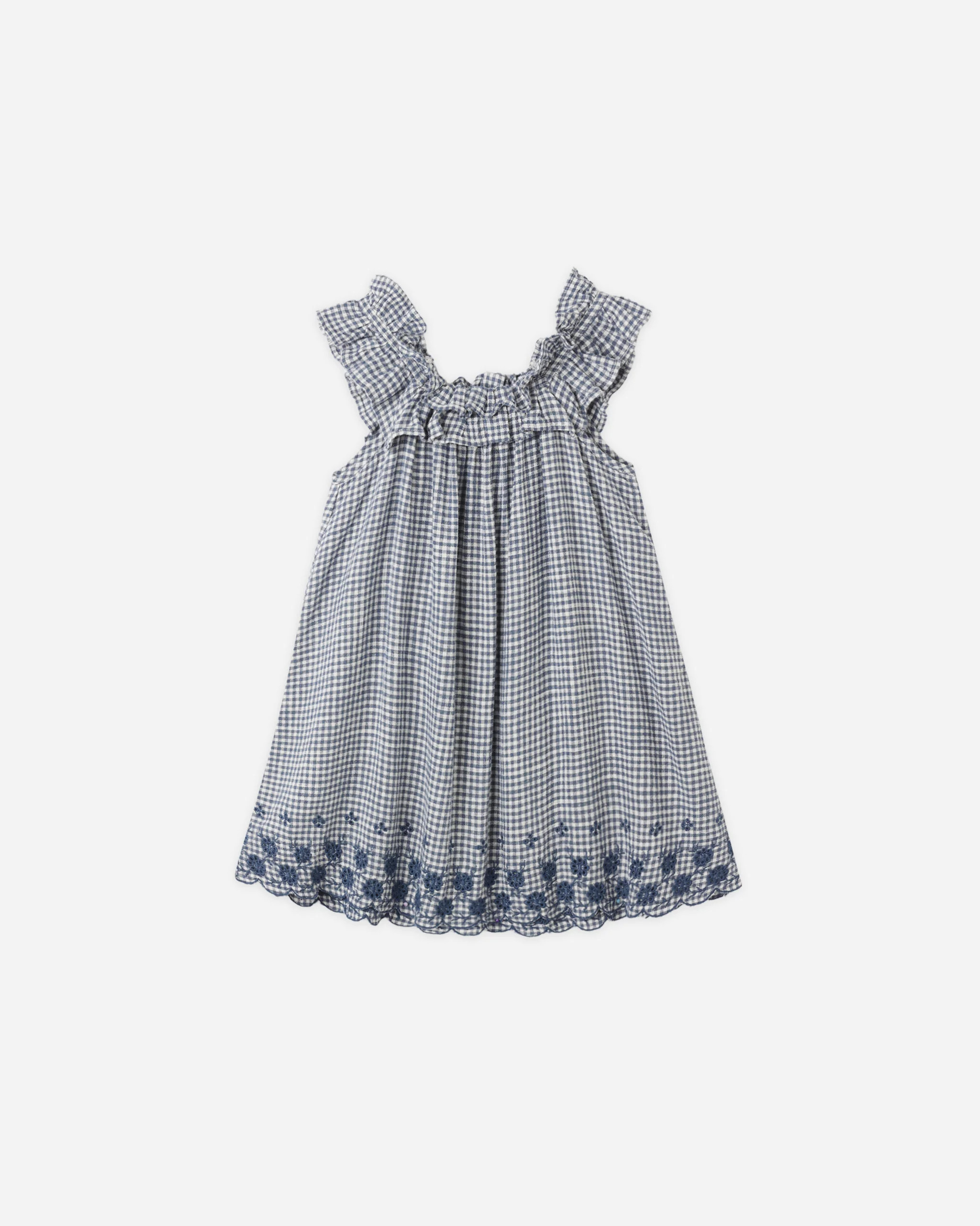 Lennon Dress Marine Gingham | Rylee + Cru