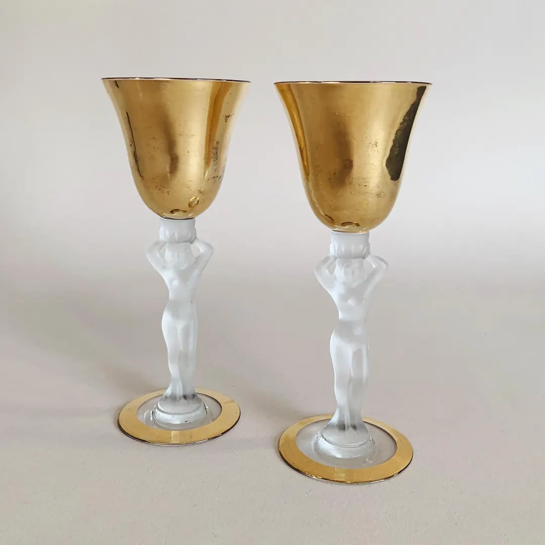 GOLD BACCHANTE GLASSWARE - S/2 - Etsy | Etsy (US)