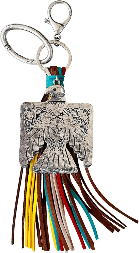 Western Cowboy Hat, Thunderbird, and Indian Key Chain, Handbags Charm with Leather Tassel and Eas... | Amazon (US)