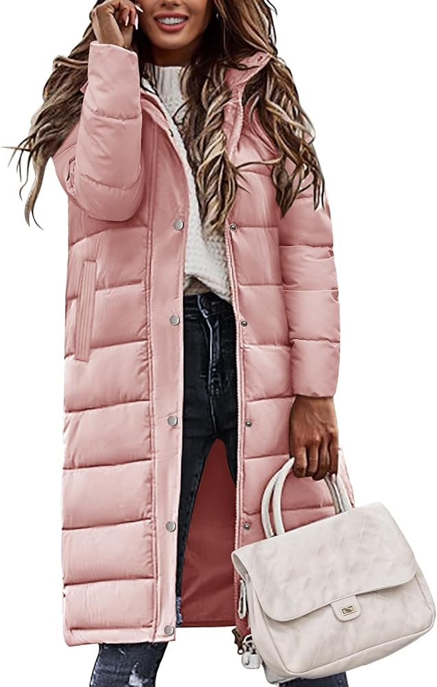 HEEKPEK Womens Winter Long Puffer Coats Thicken Warm Quilted Jacket Mid-Length with Side Zipper a... | Amazon (US)