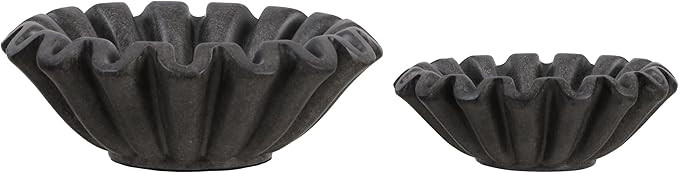 SAFAVIEH Home Collection - Soho Ruffle Bowl Set of 2, Charcoal Resin with Marble Finish, Decorati... | Amazon (US)