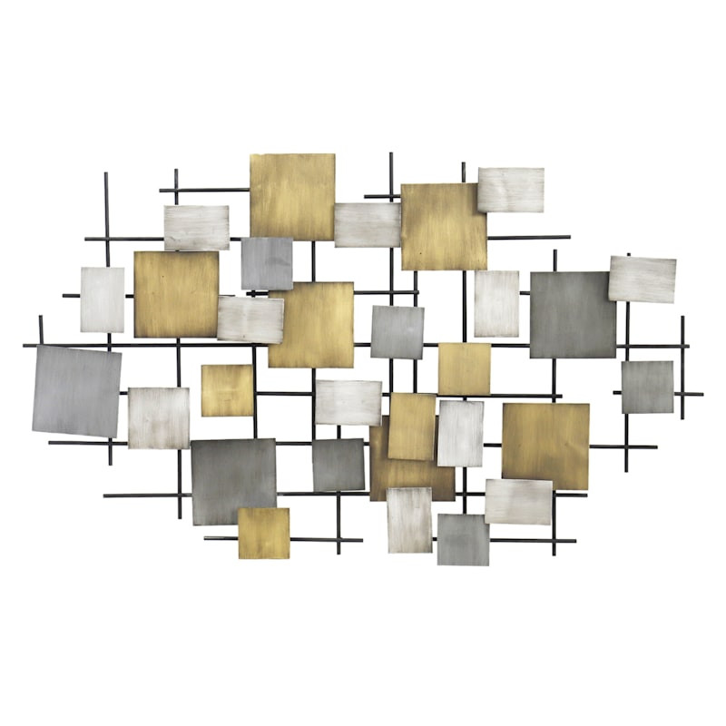 Metal Multicolor Squares Wall Decor, 39x23 | At Home