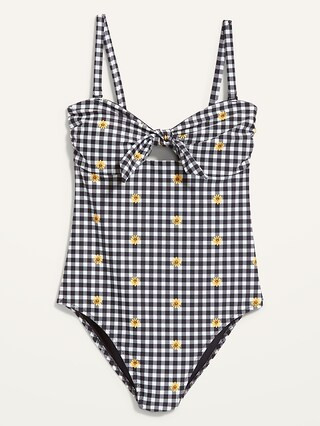 Tie-Front Keyhole Bandeau-Style One-Piece Swimsuit for Women | Old Navy (US)