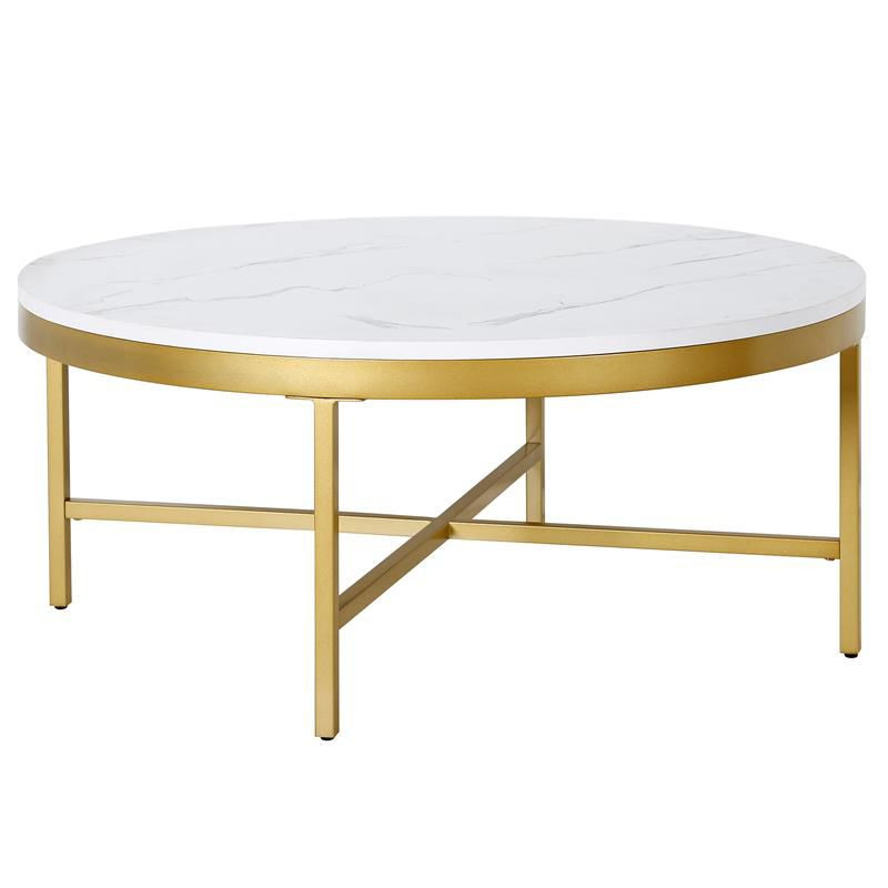 Brass Finish Coffee Table with Faux Marble Top - Henn&Hart | Target