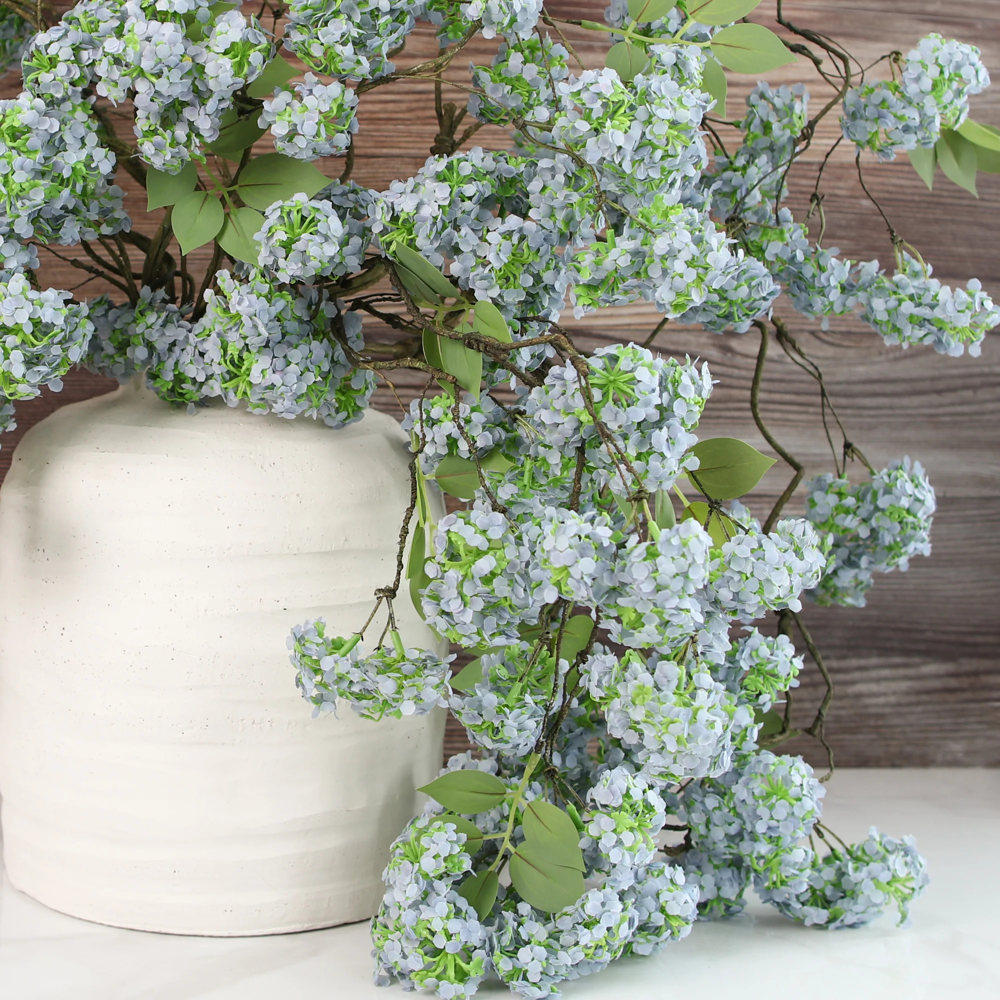 37" Blue Blooming Vine With Leaves | Interior Delights