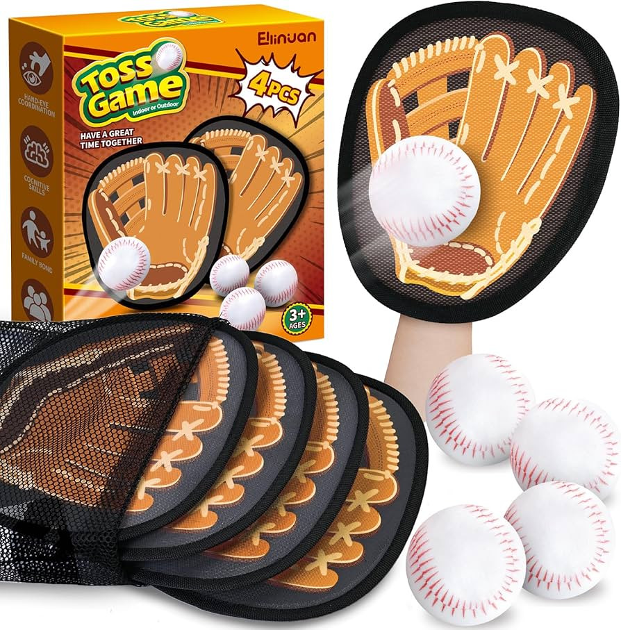 4 Pack Catch Ball Game Set, Outdoor Games for Kids Ages 4-8-12, Kid Baseball Training Glove, Summ... | Amazon (US)