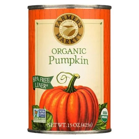 (6 Pack) Farmers Market 100% Organic Pumpkin - Canned - 15 Oz | Walmart (US)