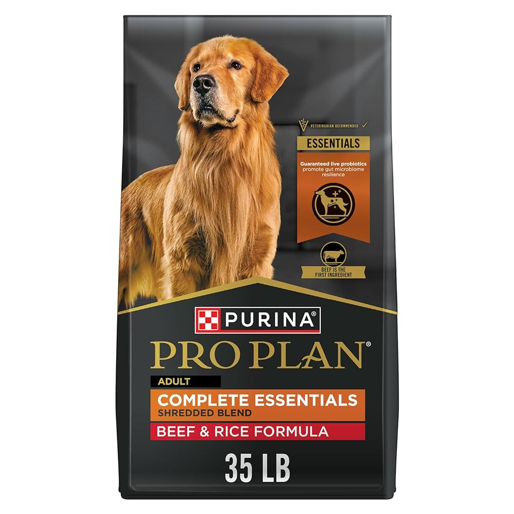 Purina Pro Plan Complete Essentials Shredded Blend Beef and Rice Dog Food Dry Formula with Probio... | Amazon (US)