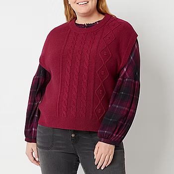 Frye and Co. Womens Crew Neck Sweater Vest Plus | JCPenney