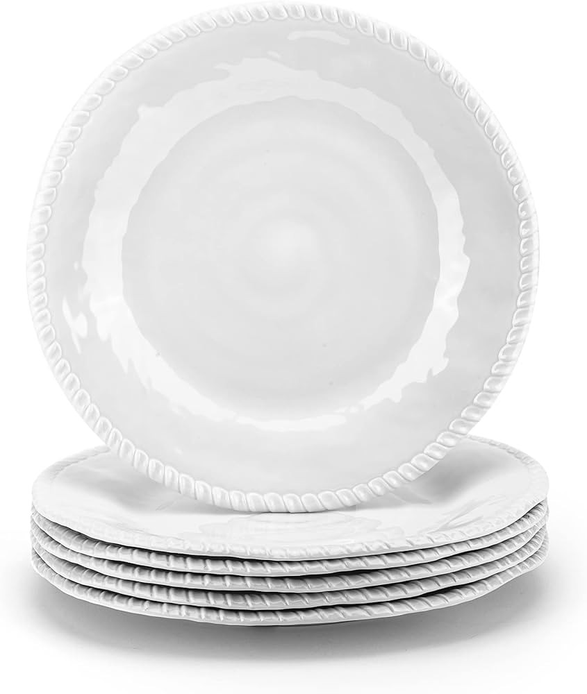 KOXIN-KARLU Melamine Plates, 11-inch Dinner Plates Dinnerware Dish, set of 6 White | Amazon (US)
