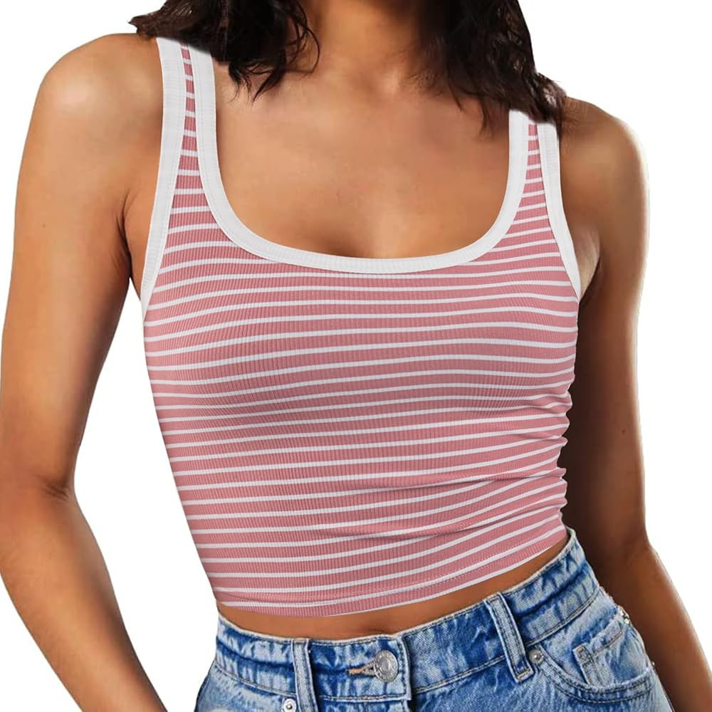 RIROW Womens Sleeveless Fitted Tank Top 2024 New Square Neck Ribbed Basic Tee XS-XL | Amazon (CA)