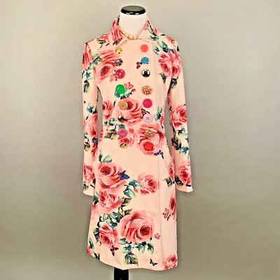 NEW Pink Floral Trench Coat Size S | eBay US
