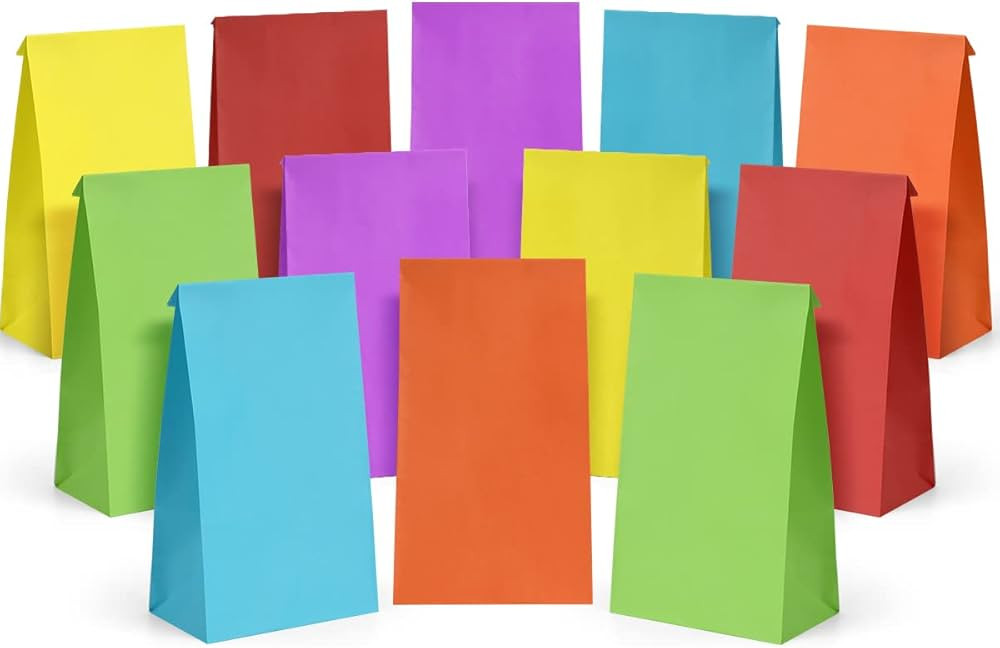 Poever 30 Pcs Party Favor Bags 6 Colors Small Gift Bags 5x2.95x9.45 Colorful Treat Bags Rainbow P... | Amazon (US)