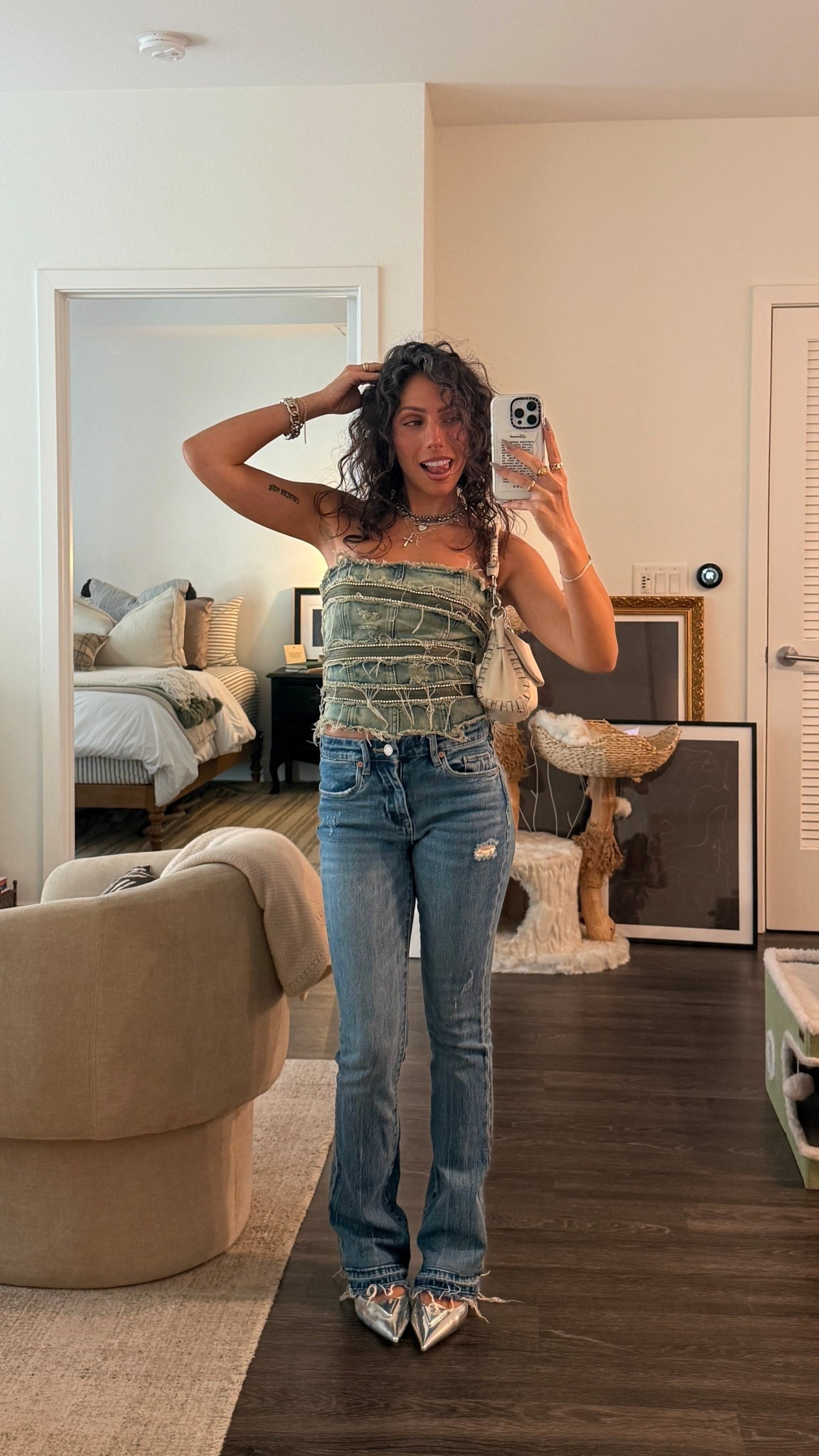 outfit of the night 🧚🏼🪩 a fun denim on denim event fit ! I wore this top 2 Coachella’s ago and still love it for so many occasions 

#LTKPetite #LTKFestival #LTKootd