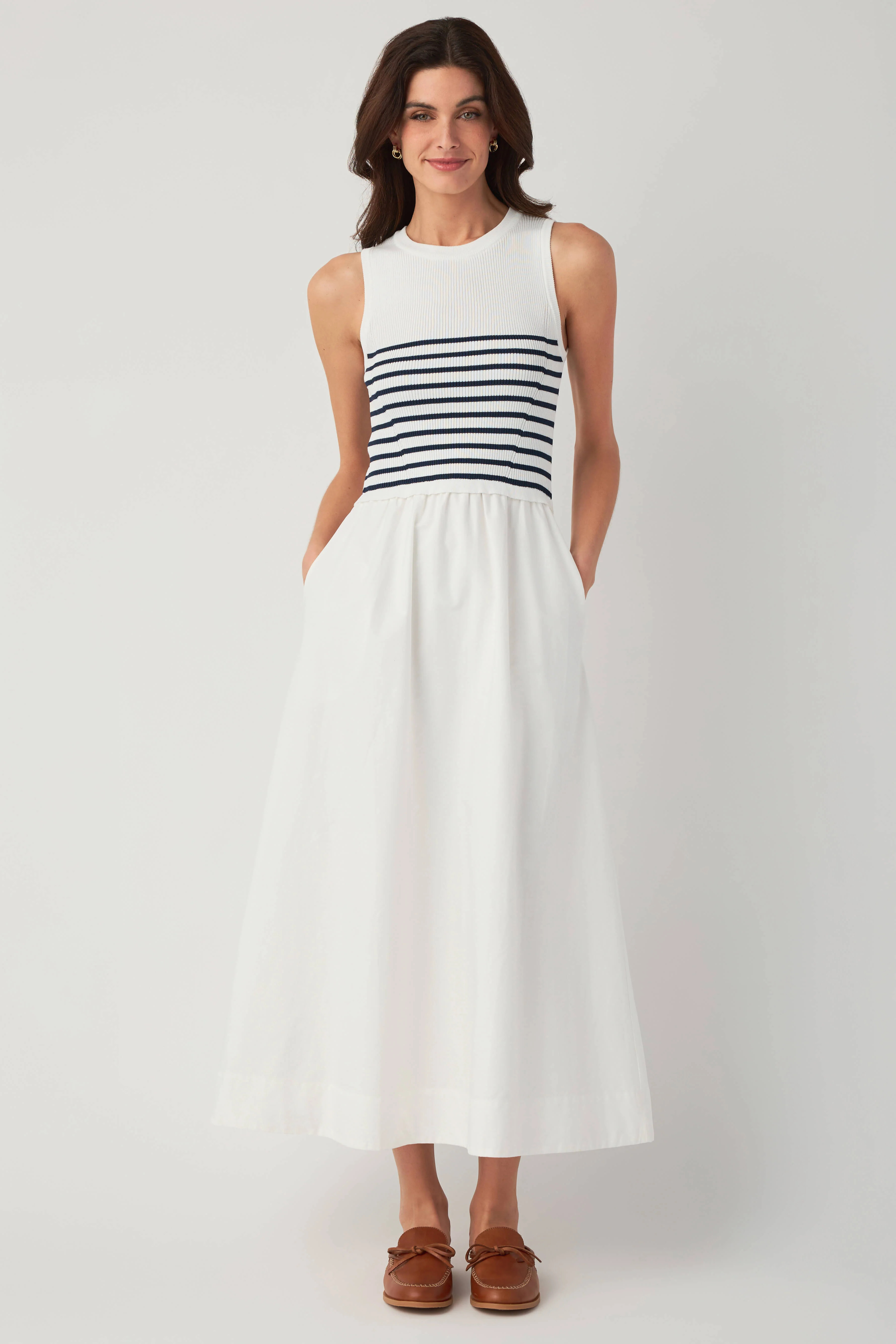 Skies Are Blue Mixed Media Midi Dress | Social Threads