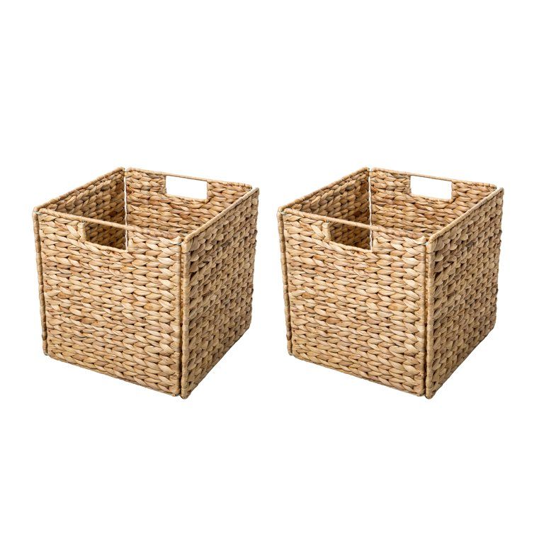 Foldable Hyacinth Storage Basket with Iron Wire Frame By Trademark Innovations (Set of 2) - Walma... | Walmart (US)