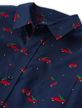 Mens Dad And Me Christmas Long Sleeve Truck Print Poplin Button Up Shirt | The Children's Place  ... | The Children's Place