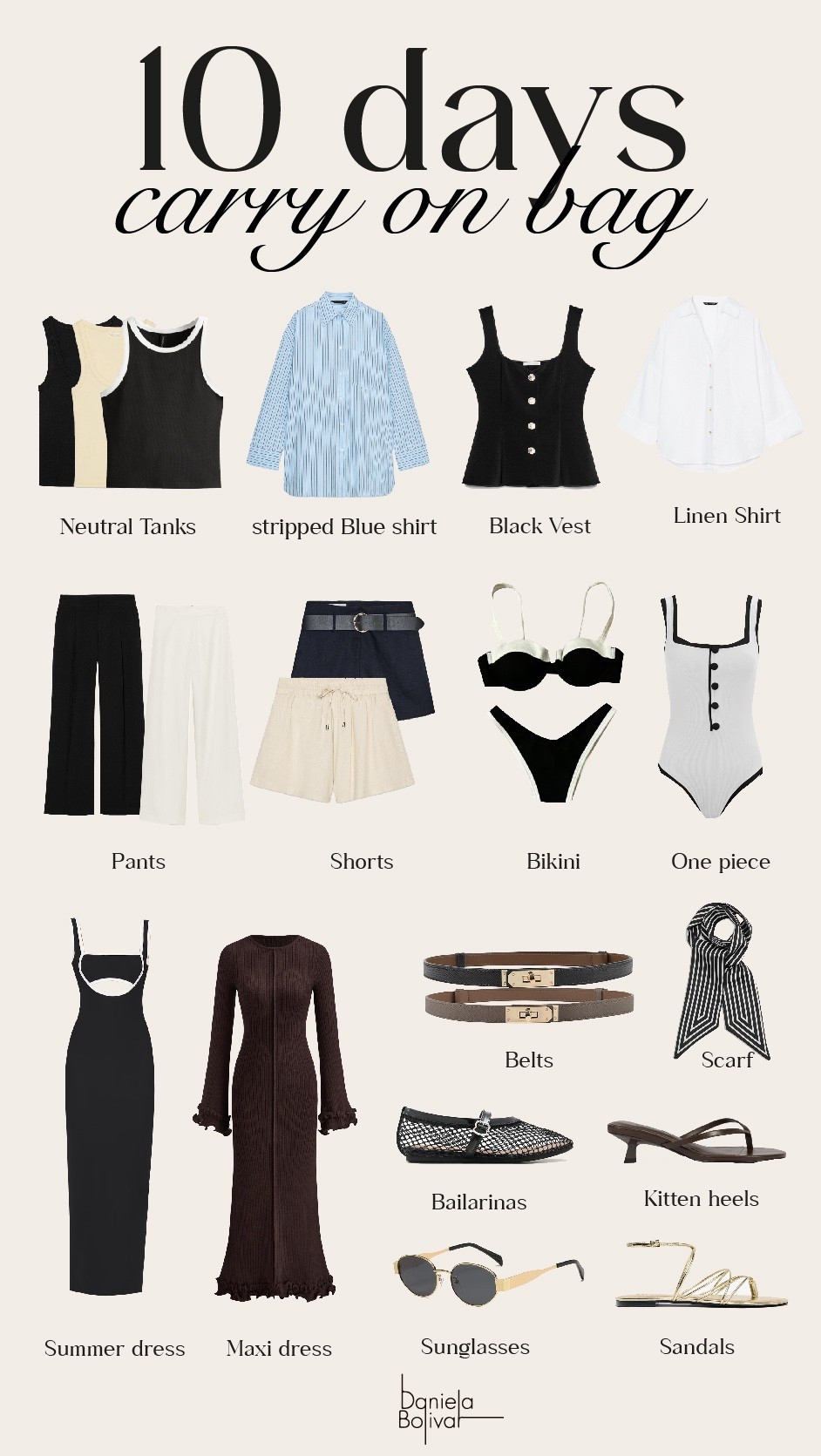 🧳 Guia perfecta si te vas a Europa, un viaje express, crucero o simplemente unos días off a la playa🏃🏻‍♀️✈️

🧳 que llevar ( puedes modificar cualquier prenda por una que más uses ) :
🤎 2 Tank tops Básicos 
🤎 Camisa de rayas 
🤎 Black Vest
🤎 Camisa blanca de lino o la q tengas🤌🏻
🤎 dos pantalones / colores: negro, blanco o crema
🤎 dos shorts: negro o blanco, puede ser de vestir o de lino ( para q los combines también con los vestidos de baño )
🤎 bikini dos piezas y uno enterizo ( nos sirve para salir en los brunchs, o en la noche con los pants negros )
🤎 dos vestidos/ uno largo o corto, o los que más uses que vayan con todo 🏃🏻‍♀️
🤎 no me dejes los accesorios querida, esto va hacer que cada look se vea diferente 
🤎 con 3 tipos de zapatos estás más que lista🤌🏻 escoje los q tú quieras y te sean más cómodos 
.
.
.

#comoempacar #howtopack  #luggage #packingtips #carryon #whattopack #travelife #traveltok #travelessentials #traveltips #traveladvice #amazontravelmusthaves  pack with me l pack with me #packwithmevideo  #packwithmeforatrip  how to pack Carry on, packing tips, minimal packing traveling tips advice long 10 days Carry on bag international flight musts essential list europe trip vacation packing list



#LTKStyleTip #LTKSeasonal #LTKItBag