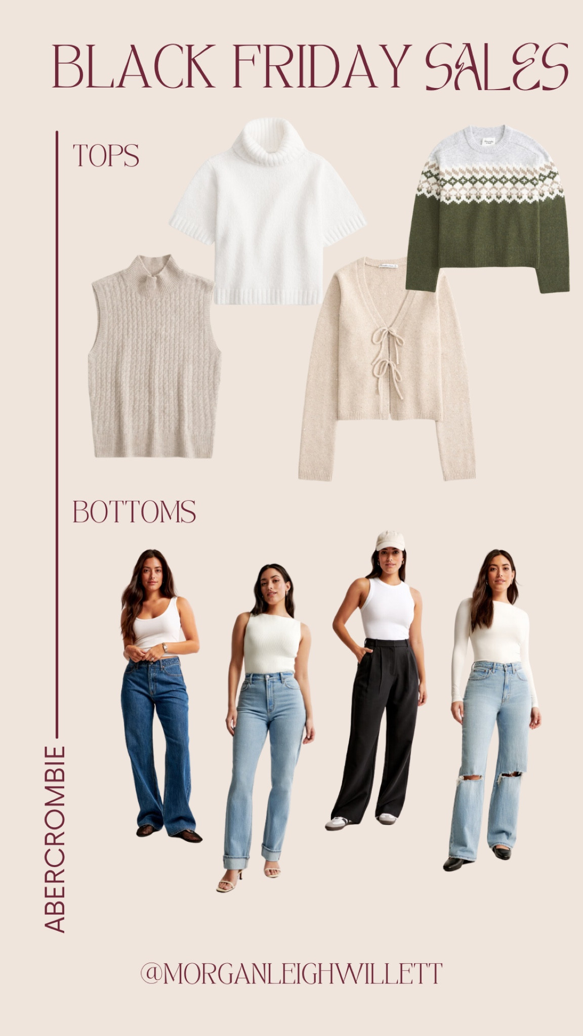 SALE ALERT! All my picks from the Abercrombie sale. 20% off plus code AFDANI is stackable for an extra 15% off. 😍 I wear a 27 LONG in the dark loose jeans and trousers and 26 LONG in the light wash jeans. Im 5’6” and prefer curve love (for my more muscular gals). I have each pair of these pants and they are tried and true - so good. 

#LTKHoliday #LTKCyberWeek #LTKSaleAlert