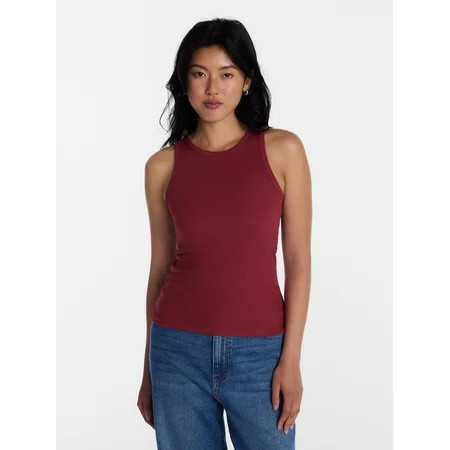 No Boundaries Ribbed High Neck Tank Top, Women's XXS-XXL | Walmart (US)