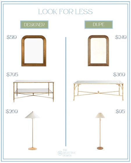 Look for less! These are great home decor designer dupes. Can you spot the dupe? 

High and low price point, gold mirror, arch mirror, affordable
Mirror, bedroom mirror, bathroom mirror, entry mirror, coffee table, gold and glass coffee table, affordable coffee table, designer coffee table, gold floor lamp, pleated lamp shade 

#LTKFindsUnder50 #LTKFindsUnder100 #LTKHome
