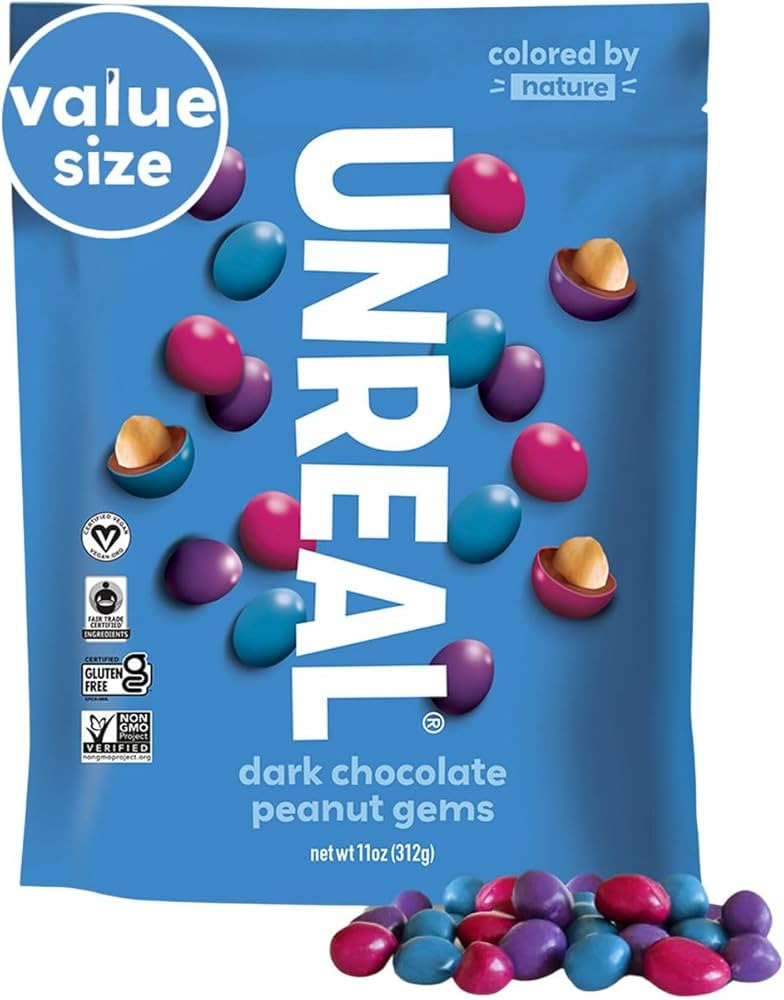UNREAL Dark Chocolate Peanut Gems (Value Size Bag) | Vegan with Colors from Nature | Fair Trade, ... | Amazon (US)
