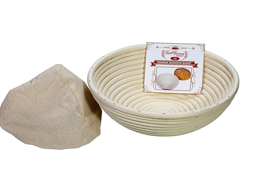 Saint Germain Bakery Premium Round Bread Banneton Basket with Liner - Perfect Brotform Proofing B... | Amazon (US)