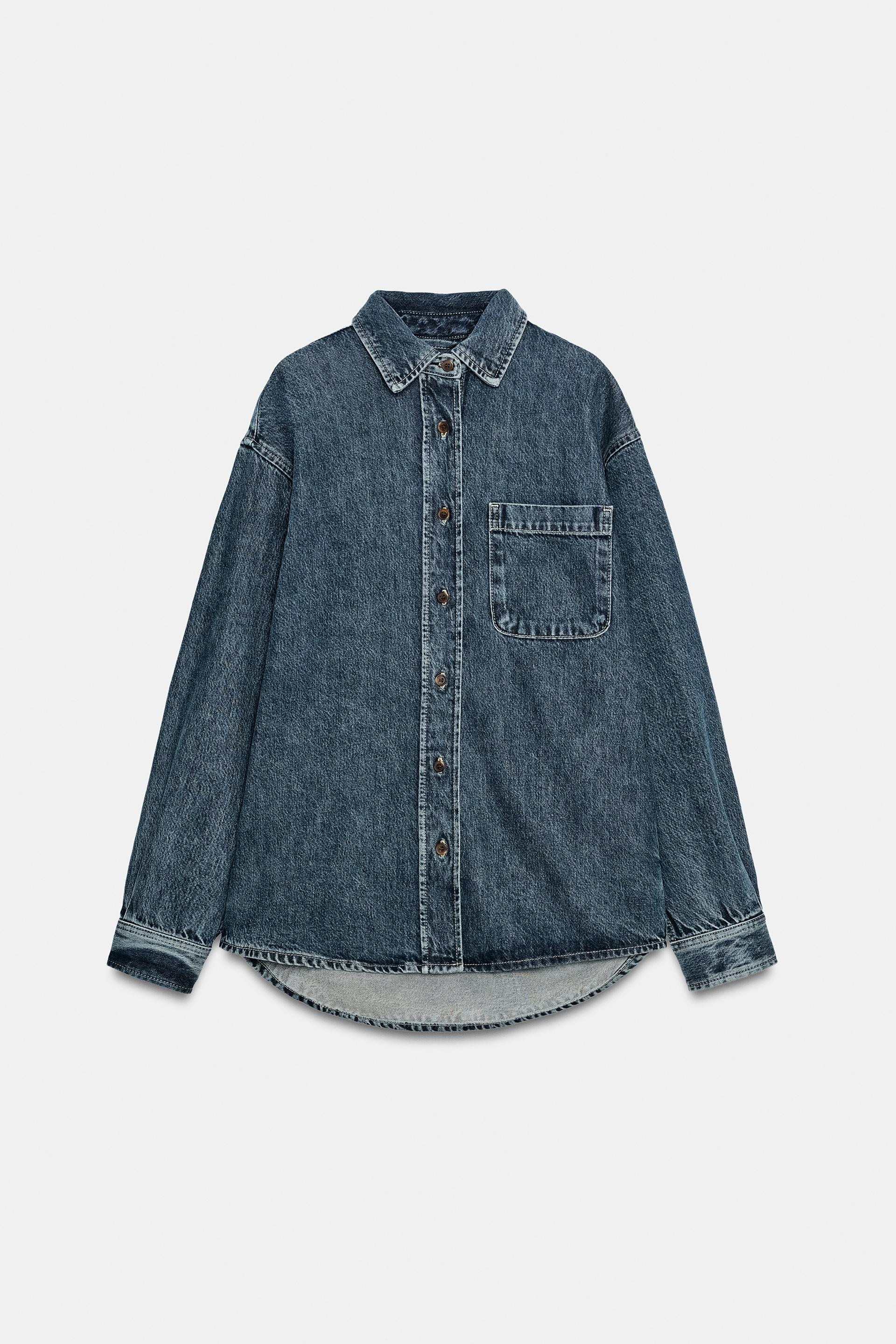 Zara - Zw Collection Denim Shirt - Blue - Xl - Woman | Zara US