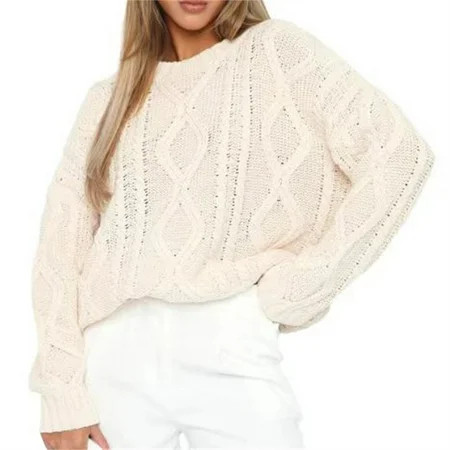 Clearance! sweaters for women womens sweaters cable knit sweater women Women s Comfortable Silver Horn Woolen Round Neck Long Sleeve Hooded Sweater Big sales White | Walmart (US)