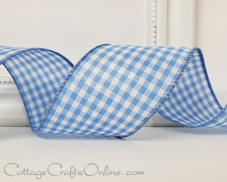 Wired Ribbon 2 1/2 Light Blue and White Gingham Check | Etsy | Etsy (US)
