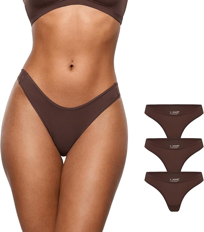 INLYRIC Women's Inbarely Soft Thong - No Show Sexy Panties Breathable V-waisted Ladies Underwear ... | Amazon (US)