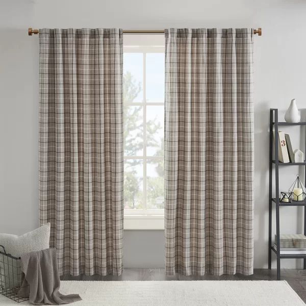 Marcum Woven Plaid Room Darkening Thermal Fleece Lined Single Curtain Panel | Wayfair North America