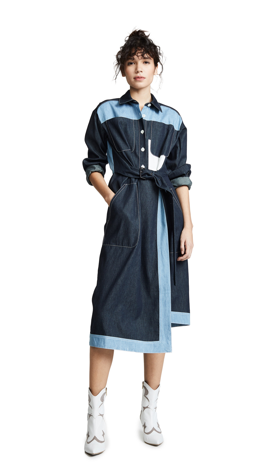 Colovos Belted Two Tone Shirtdress | Shopbop