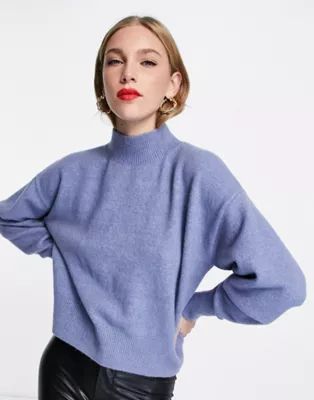 & Other Stories recycled polyester high neck sweater in blue | ASOS (Global)
