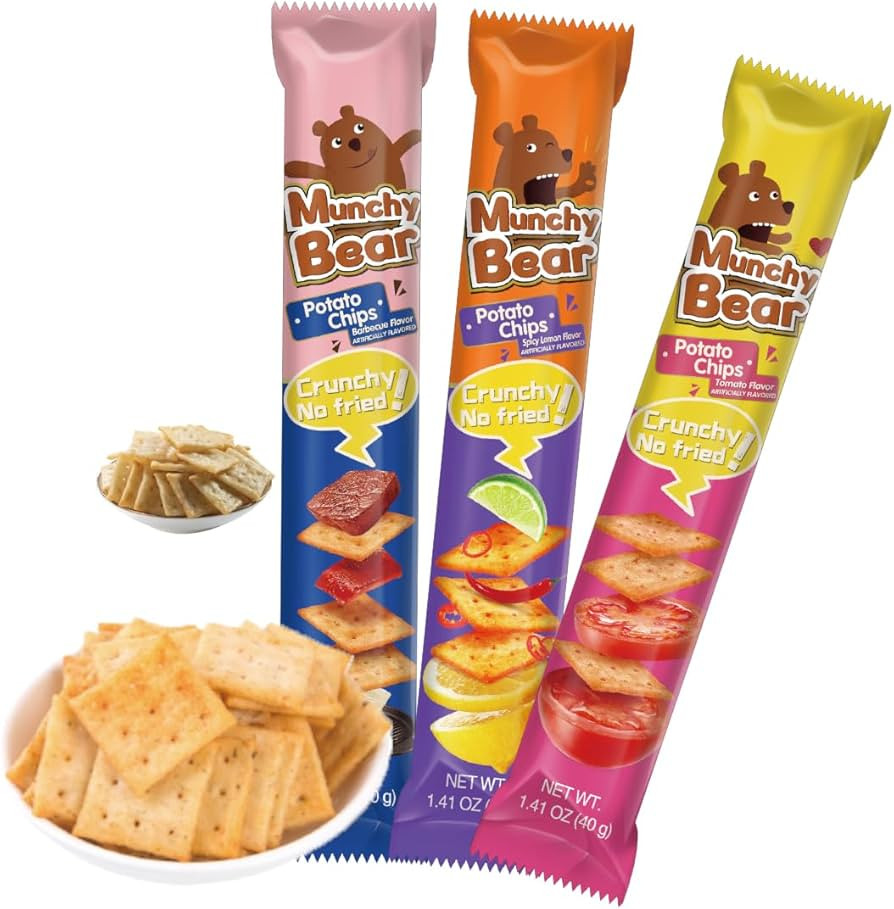 Munchy Bear Baked Savory Crackers – 3 Flavor Variety Pack (Tomato, BBQ & Spicy Lemon) 9Packs No... | Amazon (US)