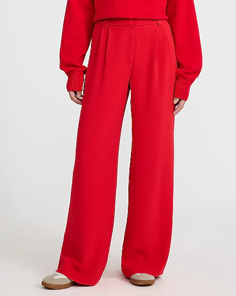 Signature Crepe High Waisted Relaxed Trouser | Express