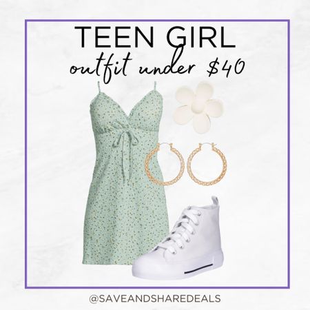 Get this entire outfit for under $40! The perfect teen girl summer look with a cute sundress, high top sneakers, a flower claw clip and simple gold earrings! 

Walmart fashion, Walmart finds, teen fashion, teen girl fashion, teenager fashion, teen origin 

#LTKStyleTip #LTKFindsUnder50