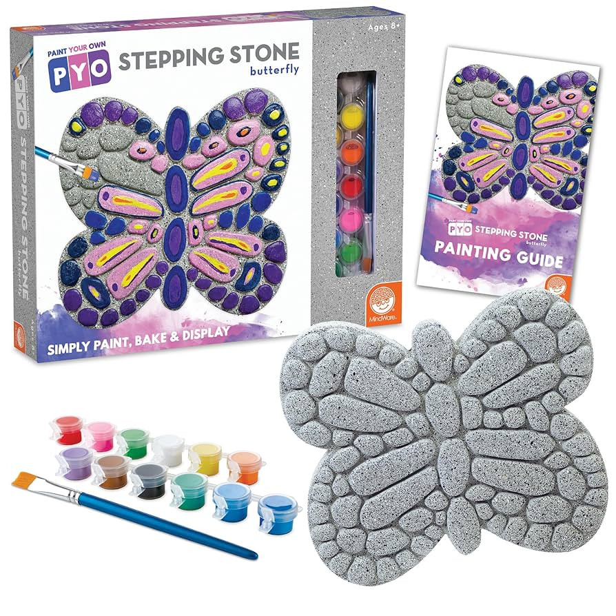 MindWare Paint Your Own Stepping Stone Butterfly, Rock Painting Kit, Stepping Stones Crafts for K... | Amazon (US)